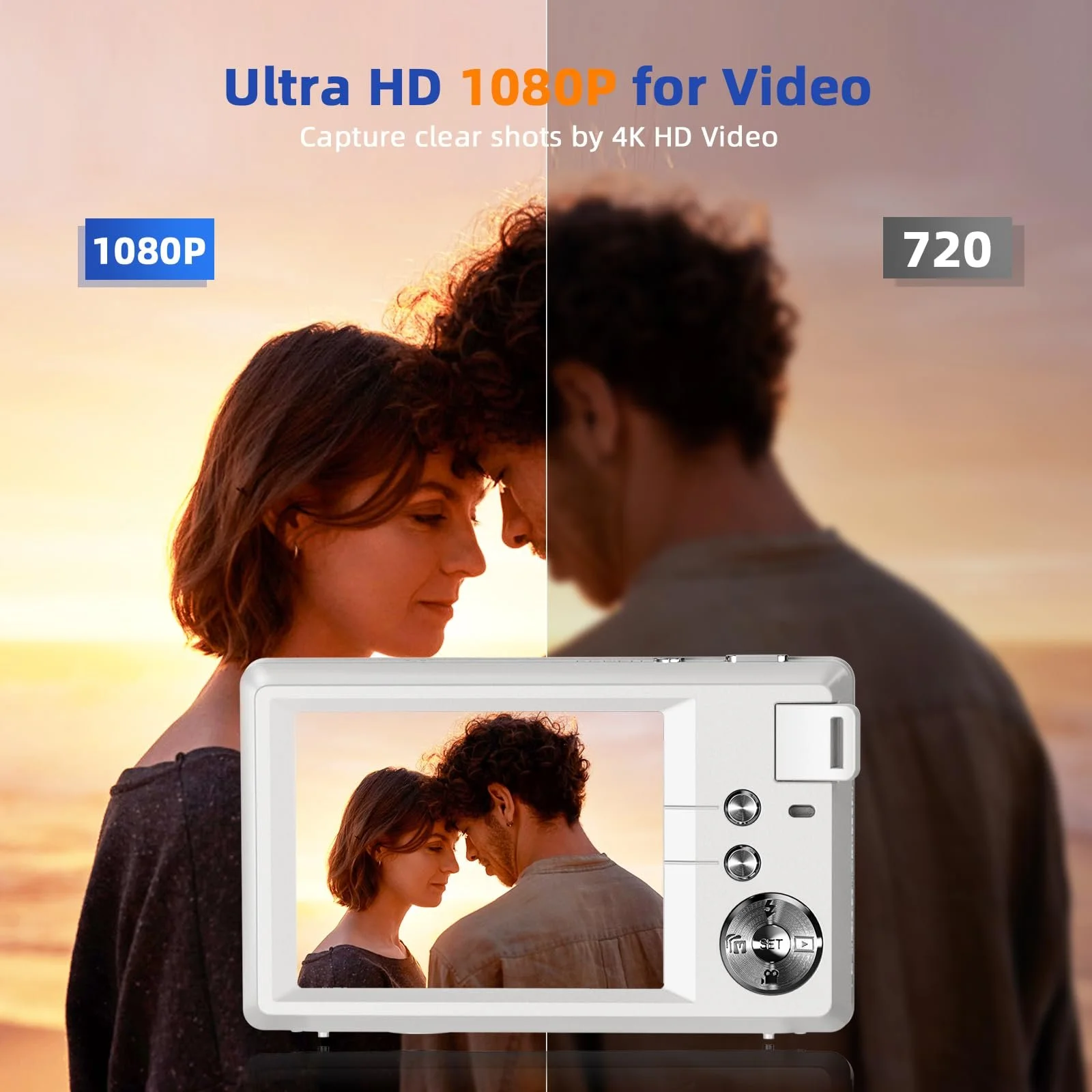 Цифрова камера CCN 48MP 1080P FHD 3.0" екран 16X Digital Zoom портативна компактна 32GB TF-карта USB-кабель Біла, фото №3