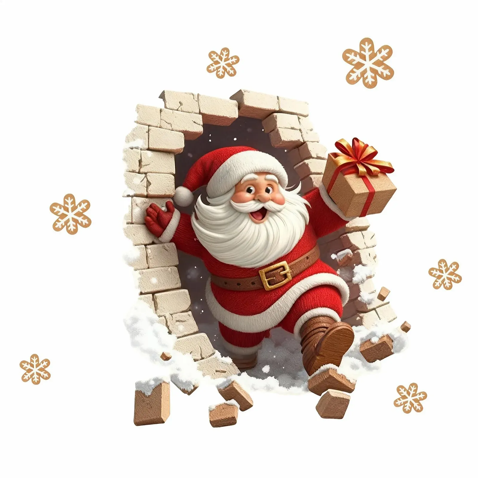 Наклейки на вікна Santa Breaks The Wall самоклеючі Різдвяний декор, фото №1 Наклейки на вікна Santa Breaks The Wall самоклеючі Різдвяний декор, фото №1