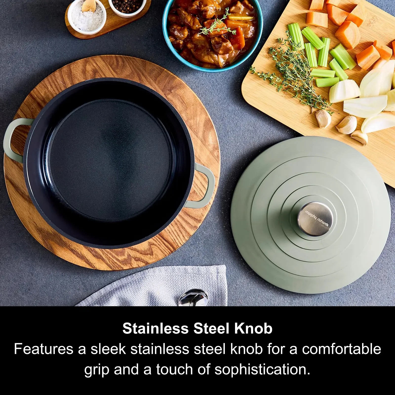 Каструля Morphy Richards 851251 24 см Алюмінієва з антипригарним покриттям Зелена, фото №5 Каструля Morphy Richards 851251 24 см Алюмінієва з антипригарним покриттям Зелена, фото №5