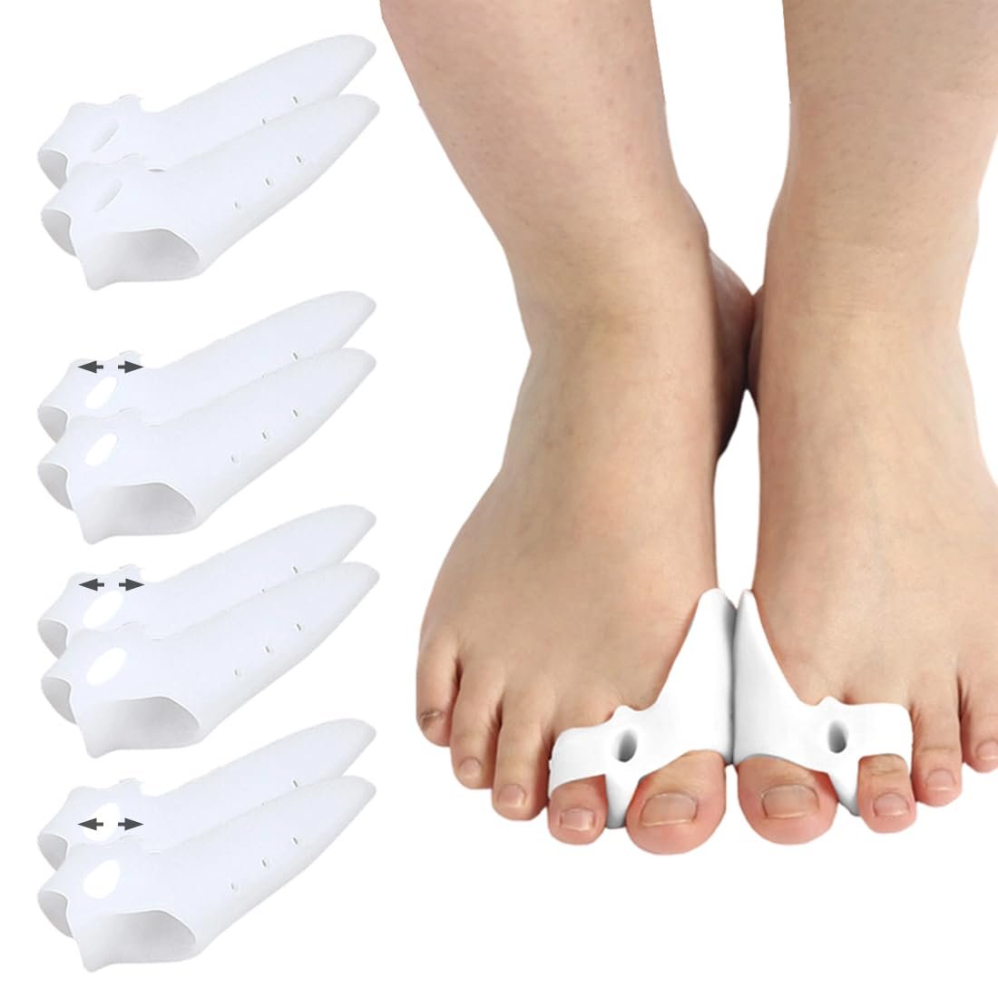 Роздільник для пальців ніг Hallux Valgus Correction Set, 4 шт., з дихаючими отворами, з додатковою губкою-вставкою, фото №1