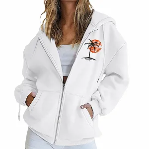 Женская Толстовка на молнии Unilarinna Хлопковая Куртка с капюшоном, Свитшот, Пуловер, Капюшон, Свободный Свитшот, Платье-Свитшот, Свободная Толстовка на молнии, Пуловер - Фото 1