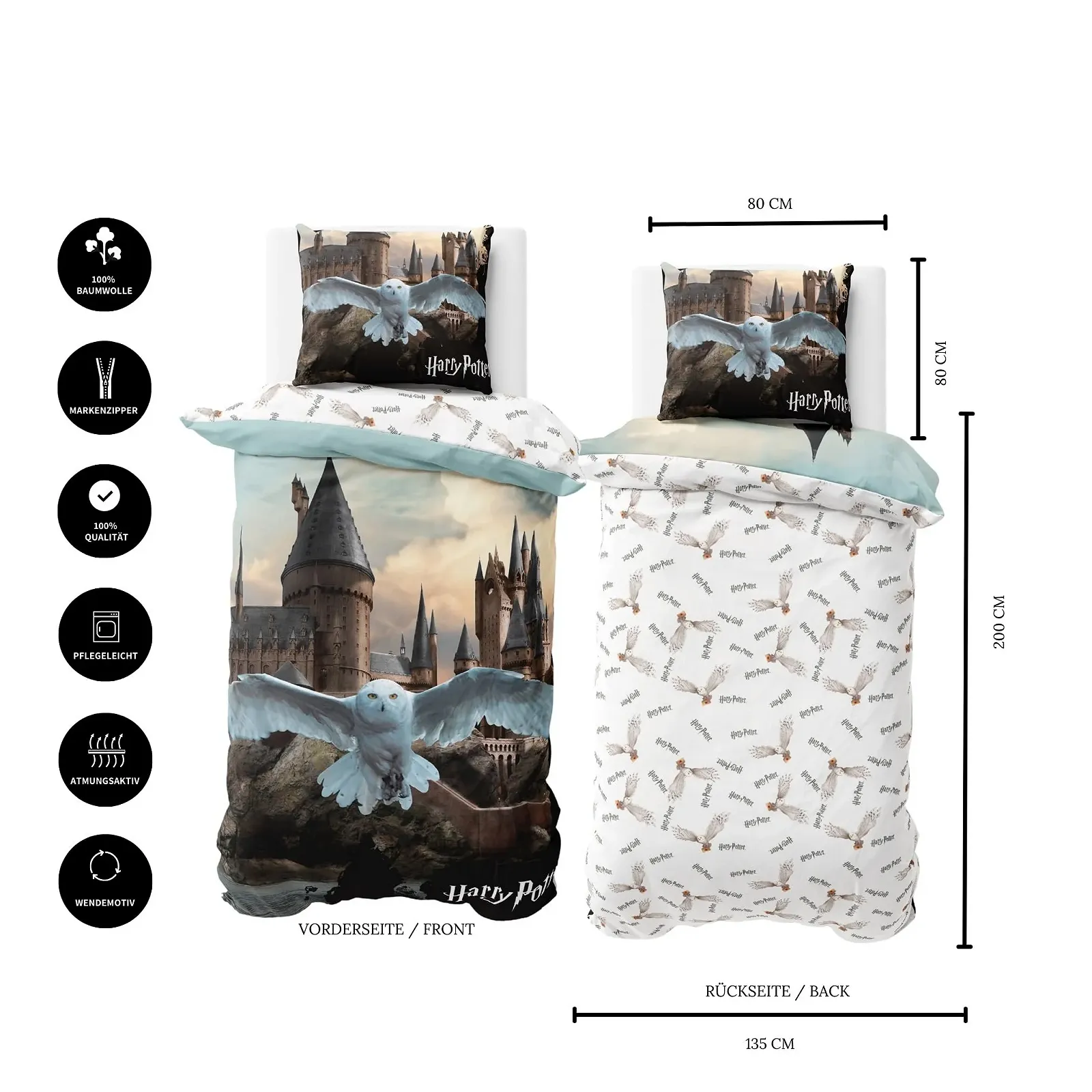 Постельное белье детское Harry Potter Хлопок Hedwig 135 x 200 см + 80 x 80 см, фото №2
