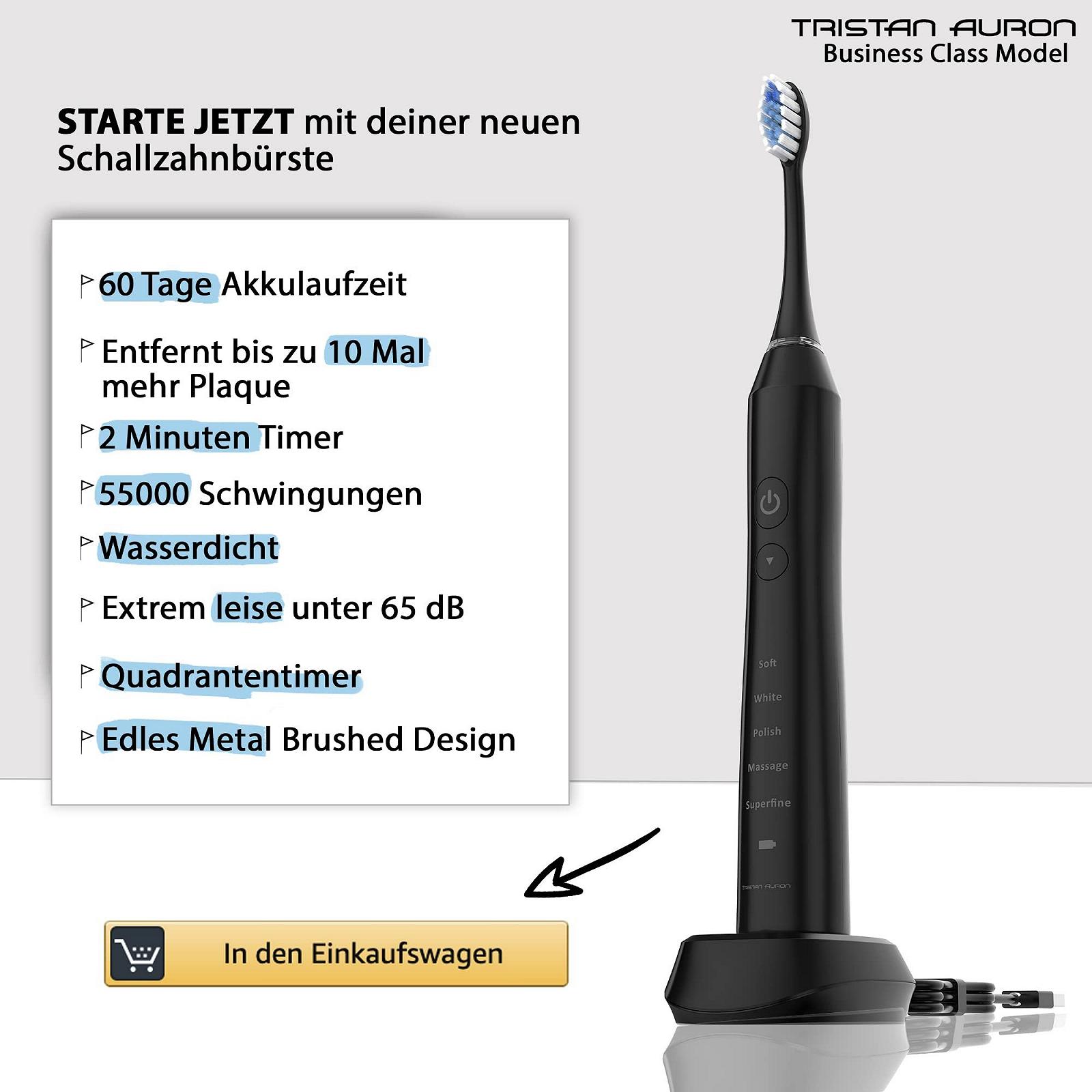 Звукова зубна щітка Tristan Auron Double Pack 55000 VPM + UV футляр Червоний/Чорний, фото №5