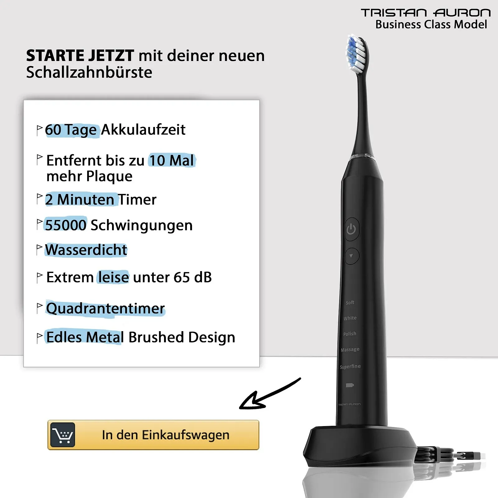 Звуковая зубная щетка Tristan Auron Double Pack 55000 VPM + UV футляр Красный/Черный, фото №5