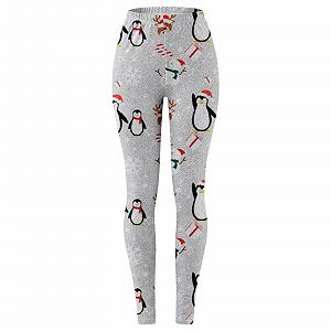 Легінси Christmas Жіночі Модні Зручні Santa Claus Animal Gift Snowflake Print Обтислі Штани synthetic.ua - Фото 1