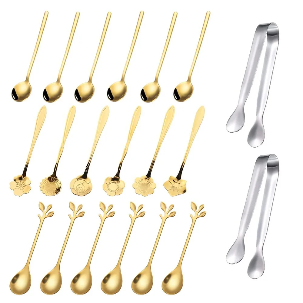 Ложка з нержавіючої сталі Золота Квітка Набір 20 штук, фото №1