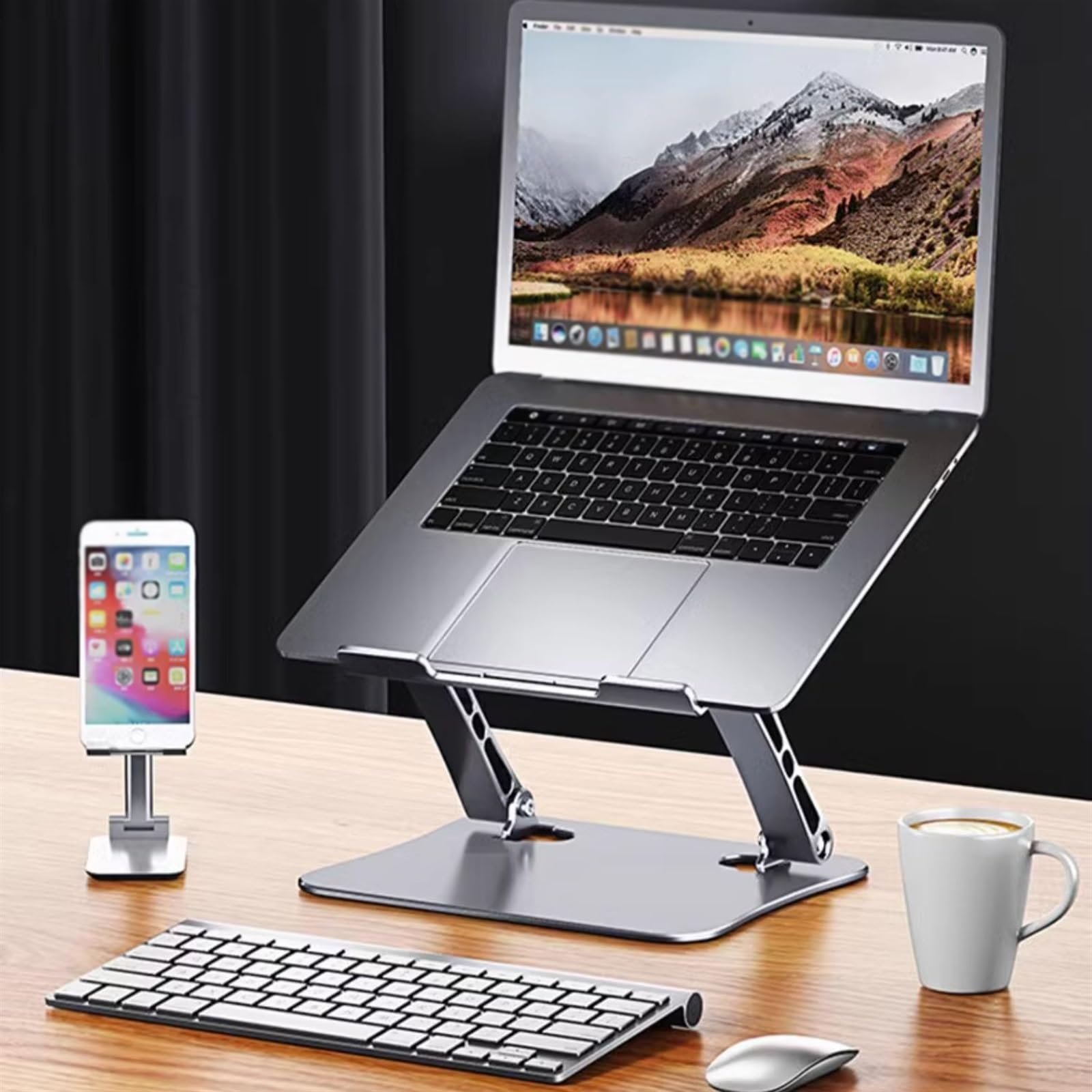 Подставка для ноутбука алюминиевая 26 x 22 см для 17-дюймовых электронных книг, фото №7 Подставка для ноутбука алюминиевая 26 x 22 см для 17-дюймовых электронных книг, фото №7