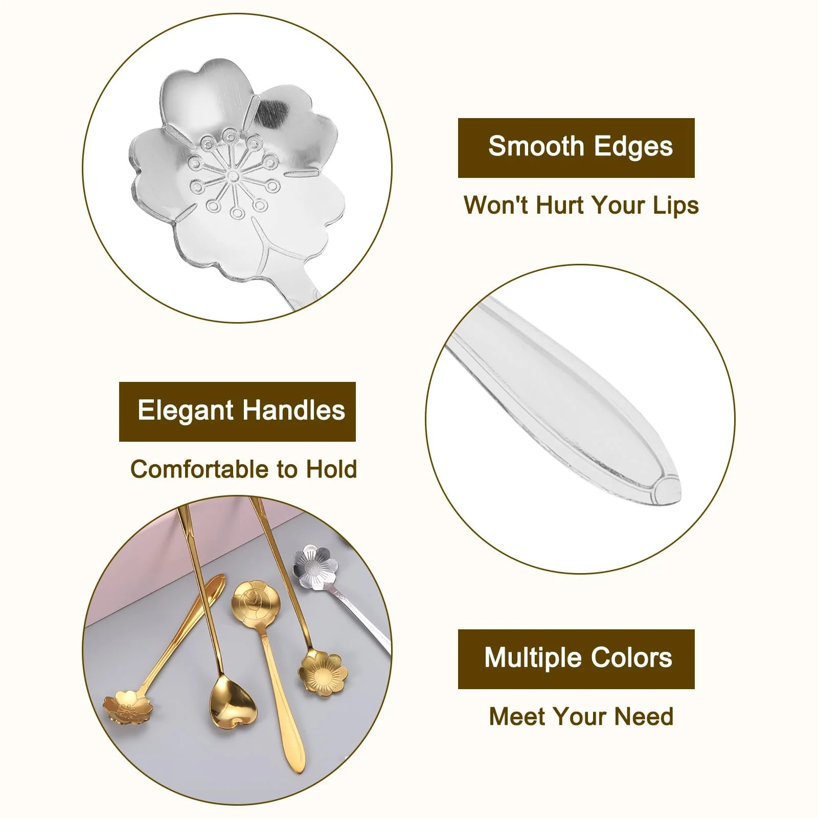 Ложка QUARKZMAN Набір з 4 квіткових ложок з нержавіючої сталі 12,7 см, фото №3 Ложка QUARKZMAN Набір з 4 квіткових ложок з нержавіючої сталі 12,7 см, фото №3