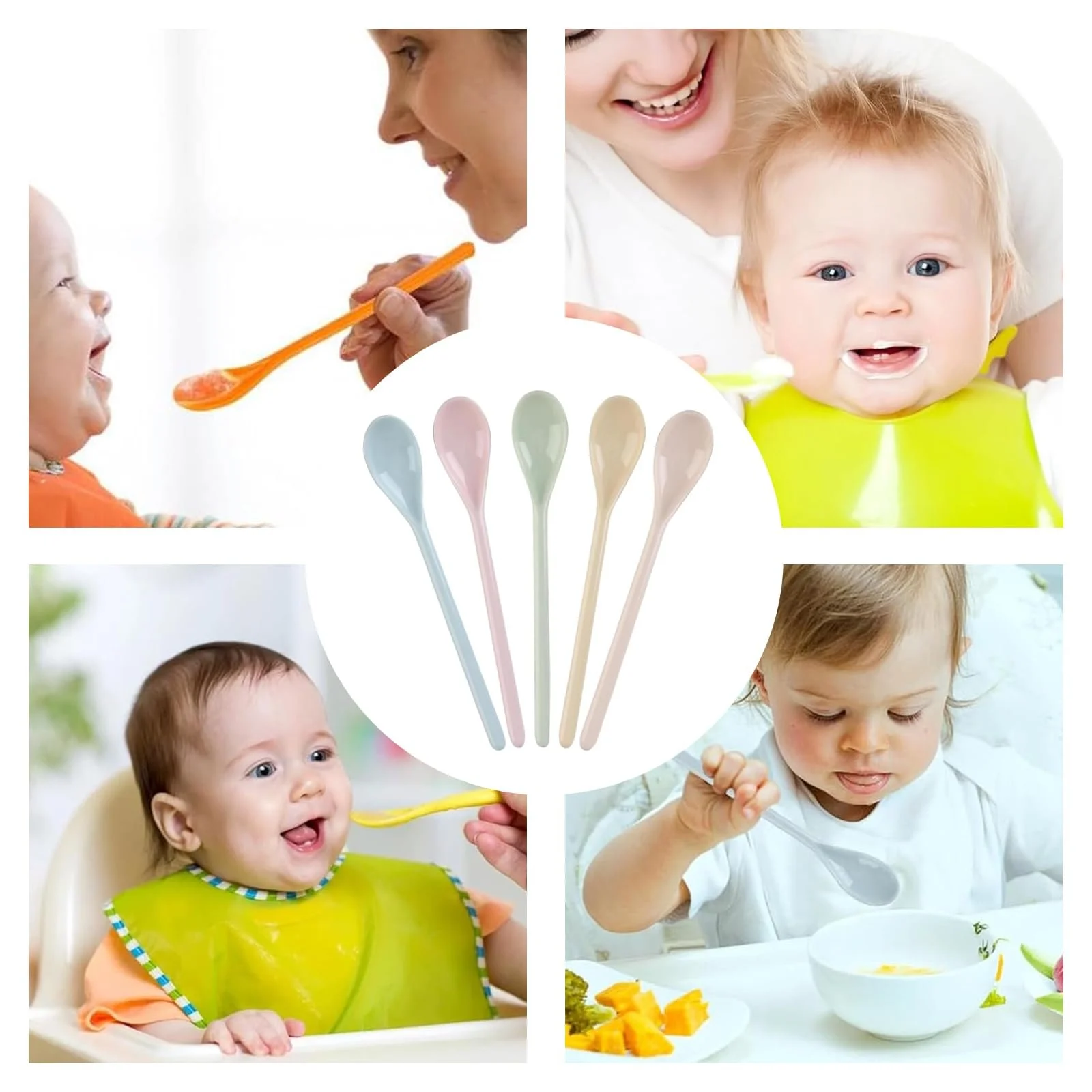 Ложки Raheem Набор 5 цветных пластиковых ложек, пластиковые ложки, длинные ложки, цветные длинные ложки для варенья, десертные ложки для кофе, многоразовые пластиковые ложки, суповые ложки для кофе, напитков, яиц, мороженого, йогурта, фото №8