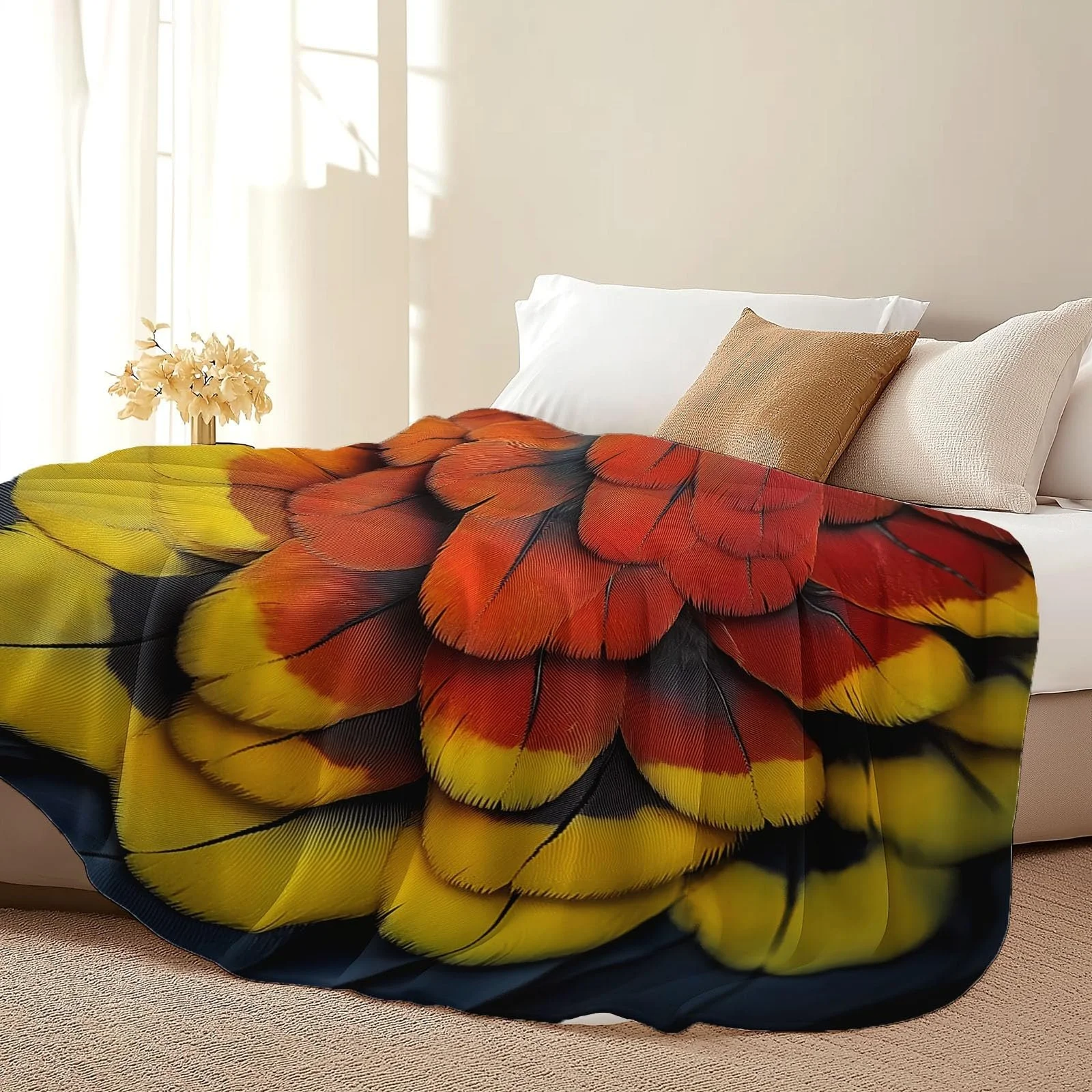 Покривало М'яка та Тепла 3D Modern Vögel Papageienfedern 100 x 130 см Фланель, фото №5