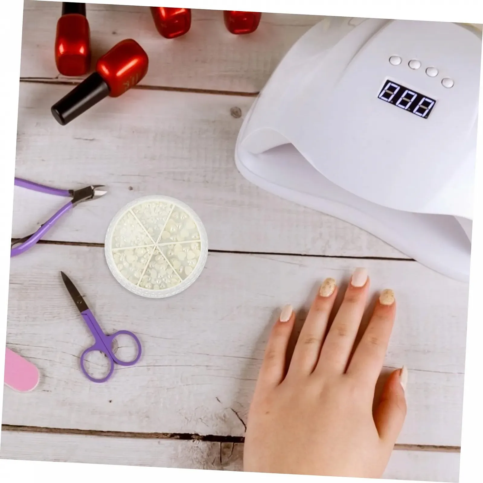 Прикраси для нігтів WOONEKY 1 коробка, перли, дорогоцінне каміння, білий АБС, фото №6