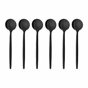 Кофейные ложки GRÄWE Provence, черные, набор 6 штук, можно мыть в посудомоечной машине, десертная ложка, кофейная ложка, маленькая ложка из нержавеющей стали - Фото 1