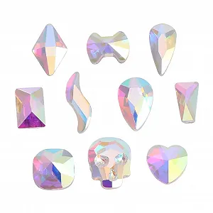 Стрази Плоскі Зміна Кольору 100 шт. змішані форми, аксесуари блискучі скляні шарми для манікюру та творчих прикрас - Фото 1