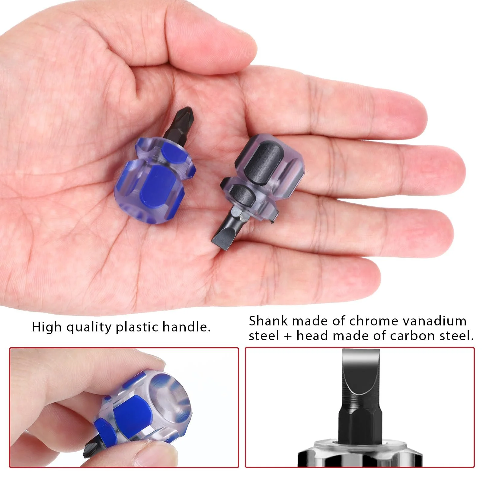 Набір коротких викруток Mabor міні 0,6 см шліц та Phillips 4 шт чорно-синій, фото №5