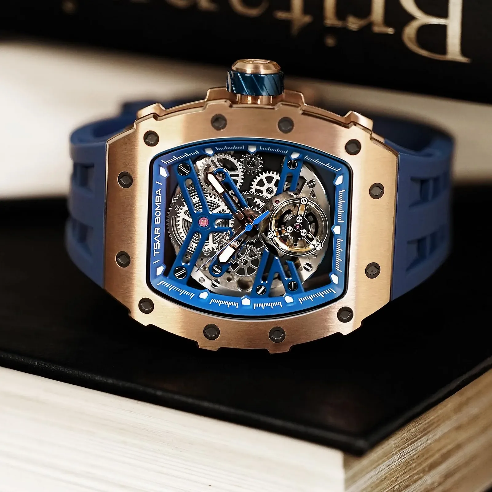 Мужские Автоматические Часы Tonneau Skeleton TSAR BOMBA Водонепроницаемые до 50 м Аналоговые Механические Дайвинг Квадратные Hollow Японский Механизм Сапфировое Зеркало Силиконовый Ремешок, фото №4 Мужские Автоматические Часы Tonneau Skeleton TSAR BOMBA Водонепроницаемые до 50 м Аналоговые Механические Дайвинг Квадратные Hollow Японский Механизм Сапфировое Зеркало Силиконовый Ремешок, фото №4