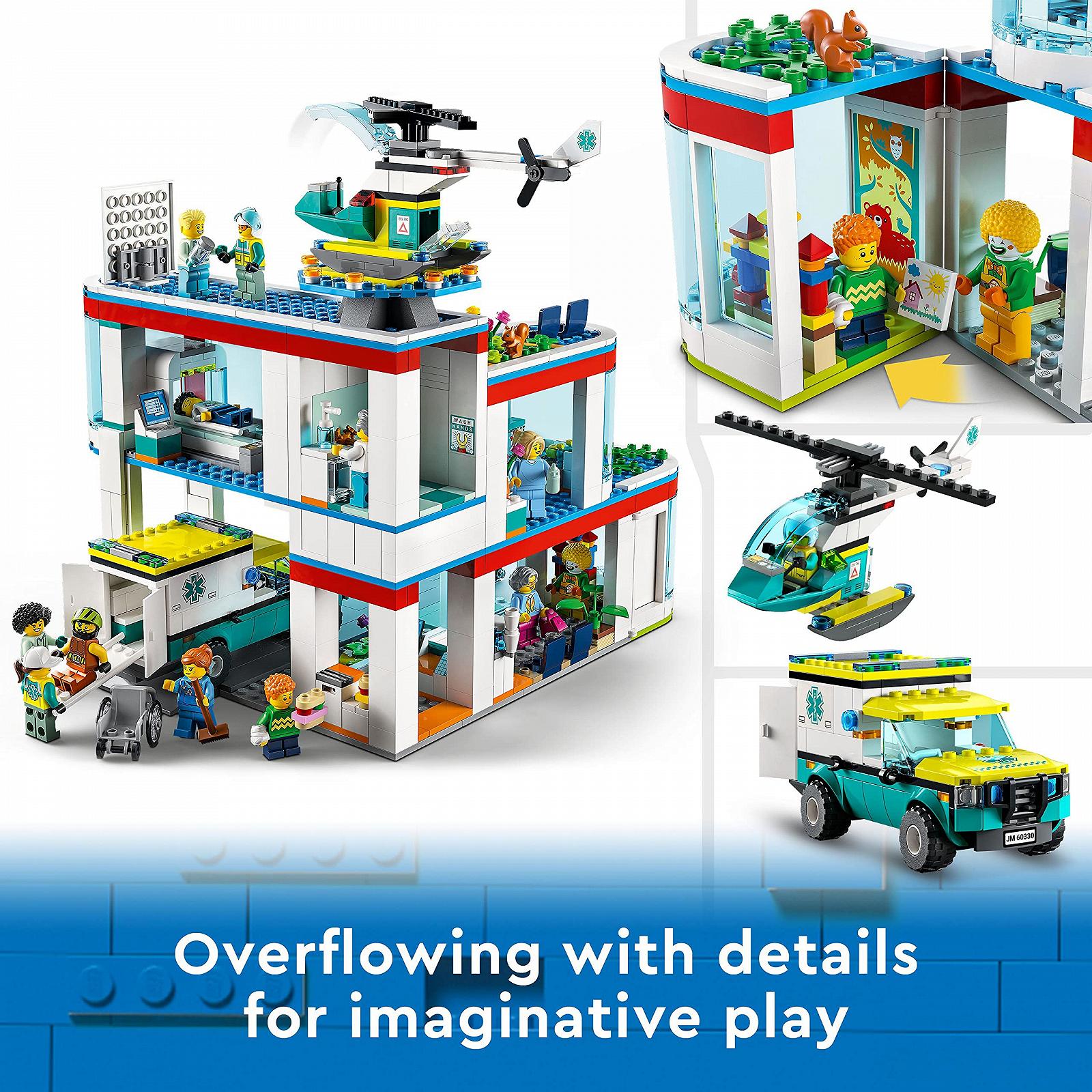 Конструктор Lego City Hospital 60330 з каретою швидкої допомоги, рятувальним вертольотом та 12 мініфігурками, фото №3