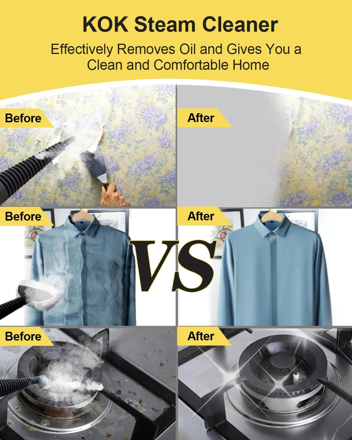 Ручний пароочисник KOK 1500 W 105°C 10 аксесуарів, фото №5 Ручний пароочисник KOK 1500 W 105°C 10 аксесуарів, фото №5