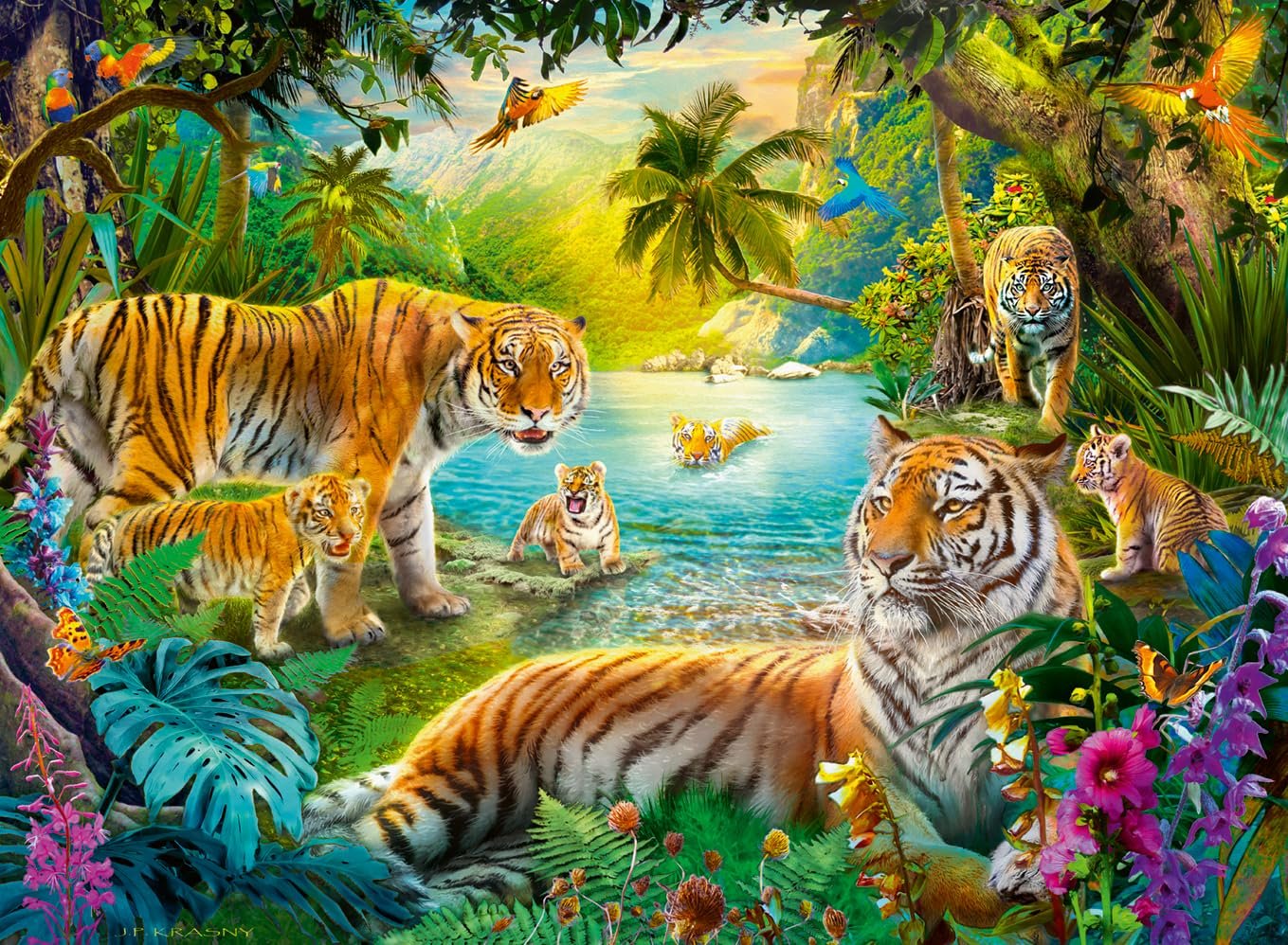 Пазл Ravensburger Tiger Family in The Oasis 12001384 500 деталей, фото №1