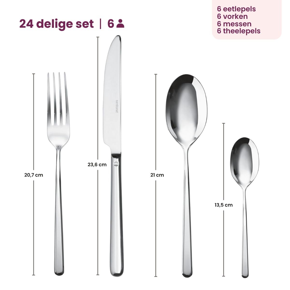 Набір столових приборів з нержавіючої сталі 18/10, 24 предмети, фото №8 Набір столових приборів з нержавіючої сталі 18/10, 24 предмети, фото №8