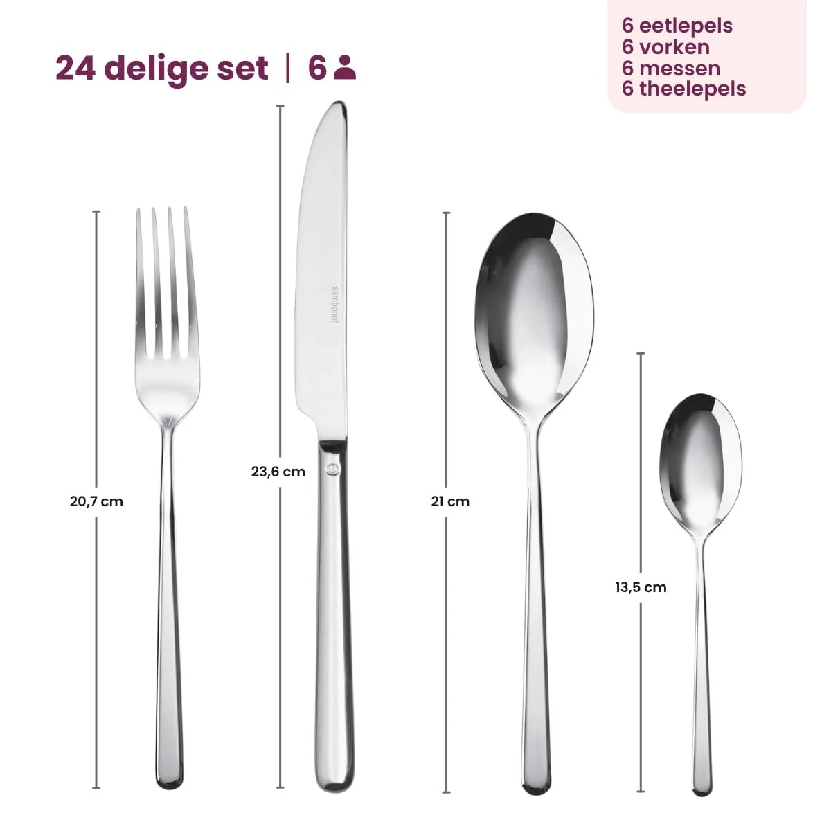 Набір столових приборів з нержавіючої сталі 18/10, 24 предмети, фото №8 Набір столових приборів з нержавіючої сталі 18/10, 24 предмети, фото №8