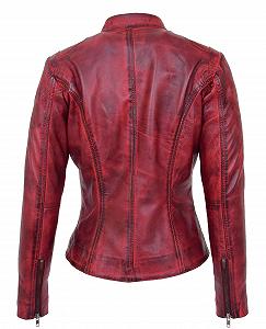 Куртка Байкерская A1 FASHION GOODS Кожаная Грязно-Красная Jenny synthetic.ua - Фото 1