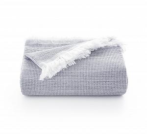 Покривало Gamusi Багатоцільове для ліжка, дивана, плед, м'яке та дихаюче, бавовна, бджолине гніздо, 180 x 140 см, сірий - Фото 1