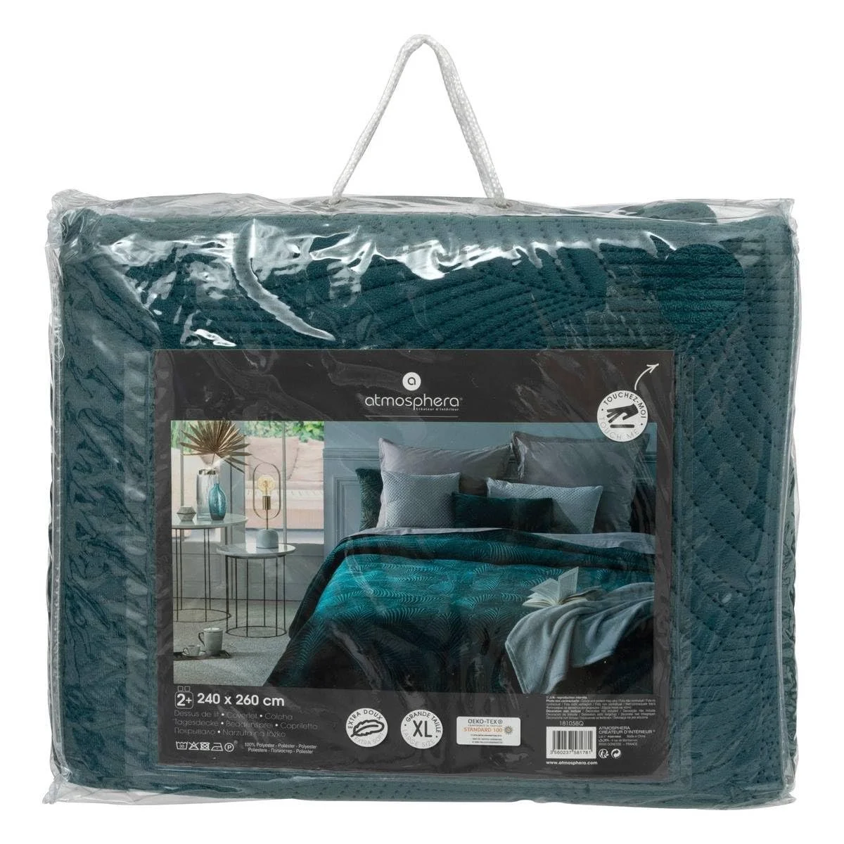 Покривало Велюрове Duck Leaf Atmosphera 240 x 260 см, Блакитний, фото №3