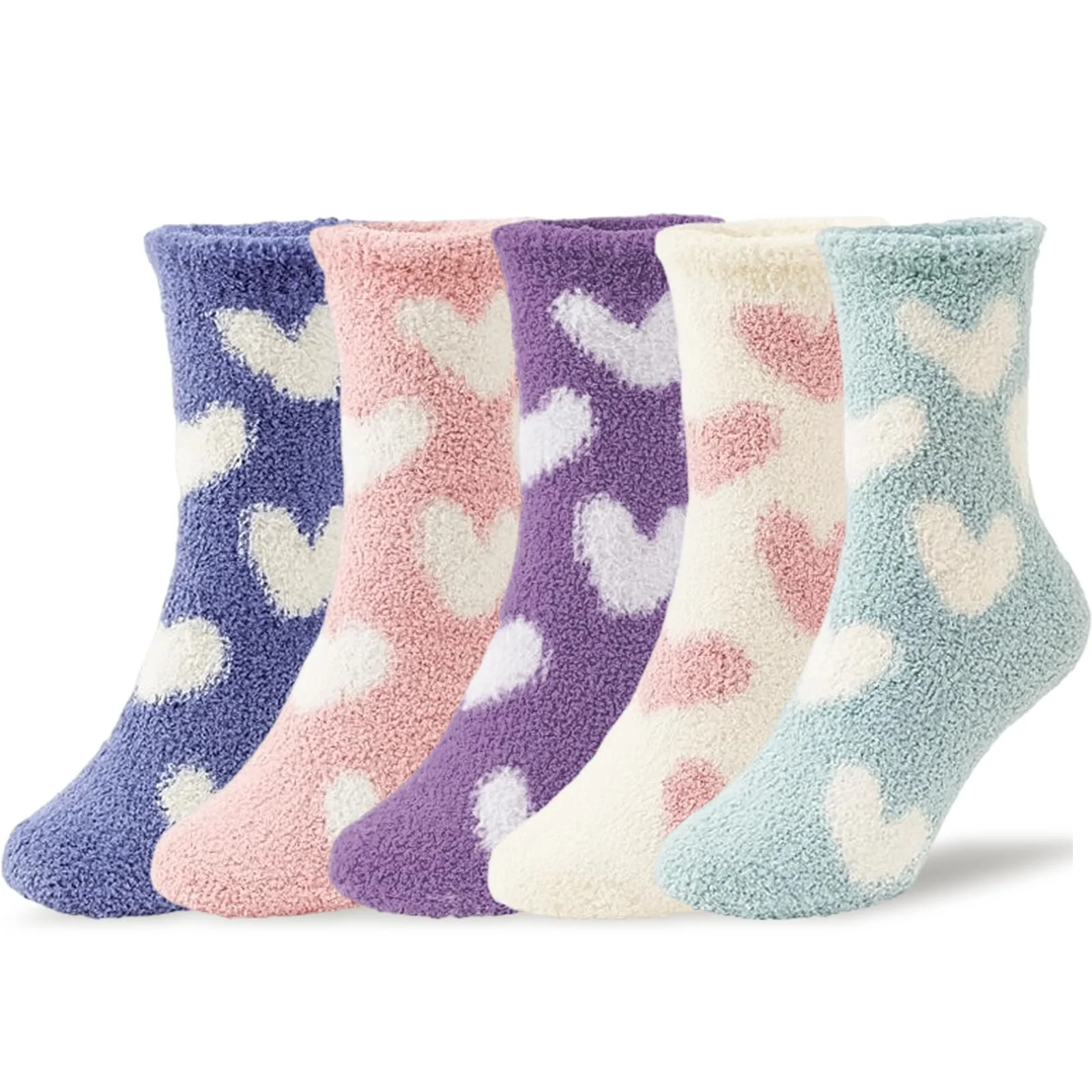 Шкарпетки Домашні Жіночі М'які з малюнком серця, Розмір 35-40 - 5 пар, фото №1