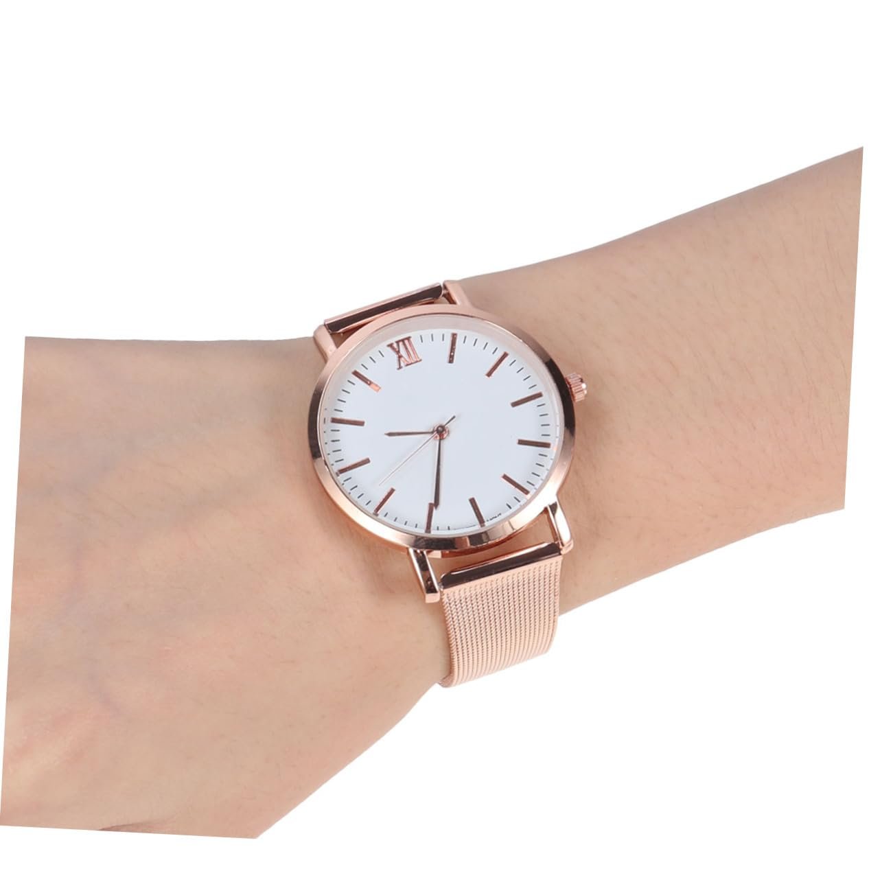 Кварцевые наручные часы OATIPHO Мода Сетчатый ремешок Кварцевые часы Сплав Сетчатые часы Часы с сетчатым ремнем, Розовое золото, фото №7