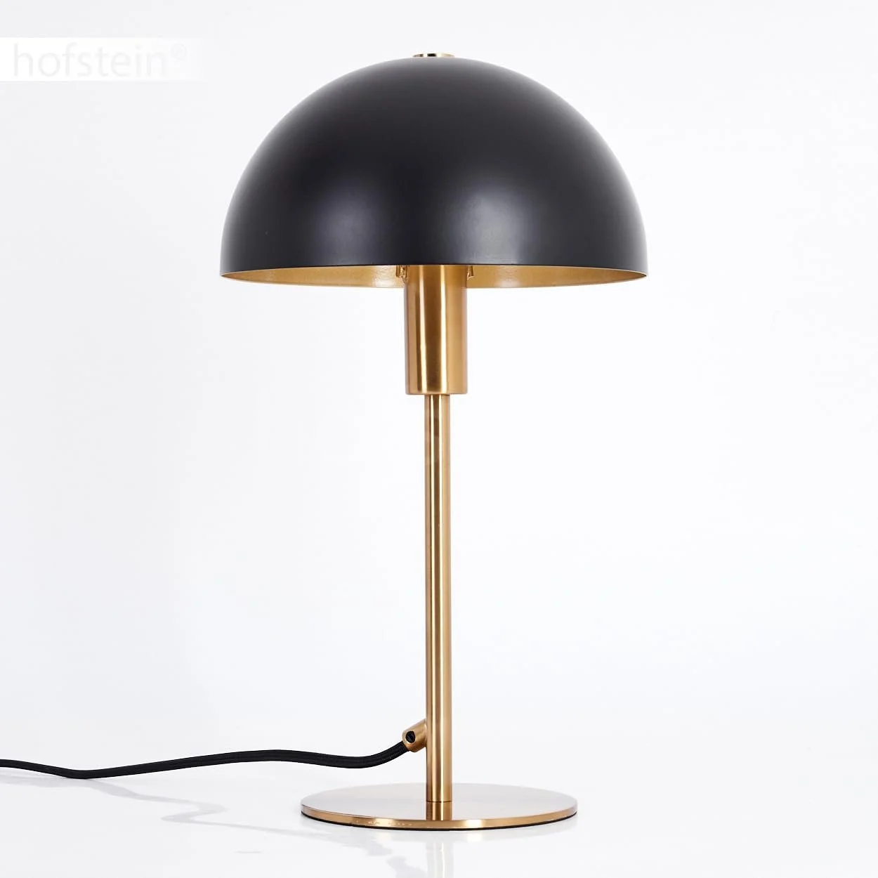 Настільна лампа Tati сучасна металева ретро/вінтаж 20 см висота 35 см вимикач на кабелі 1 x E14 чорна/латунь, фото №9