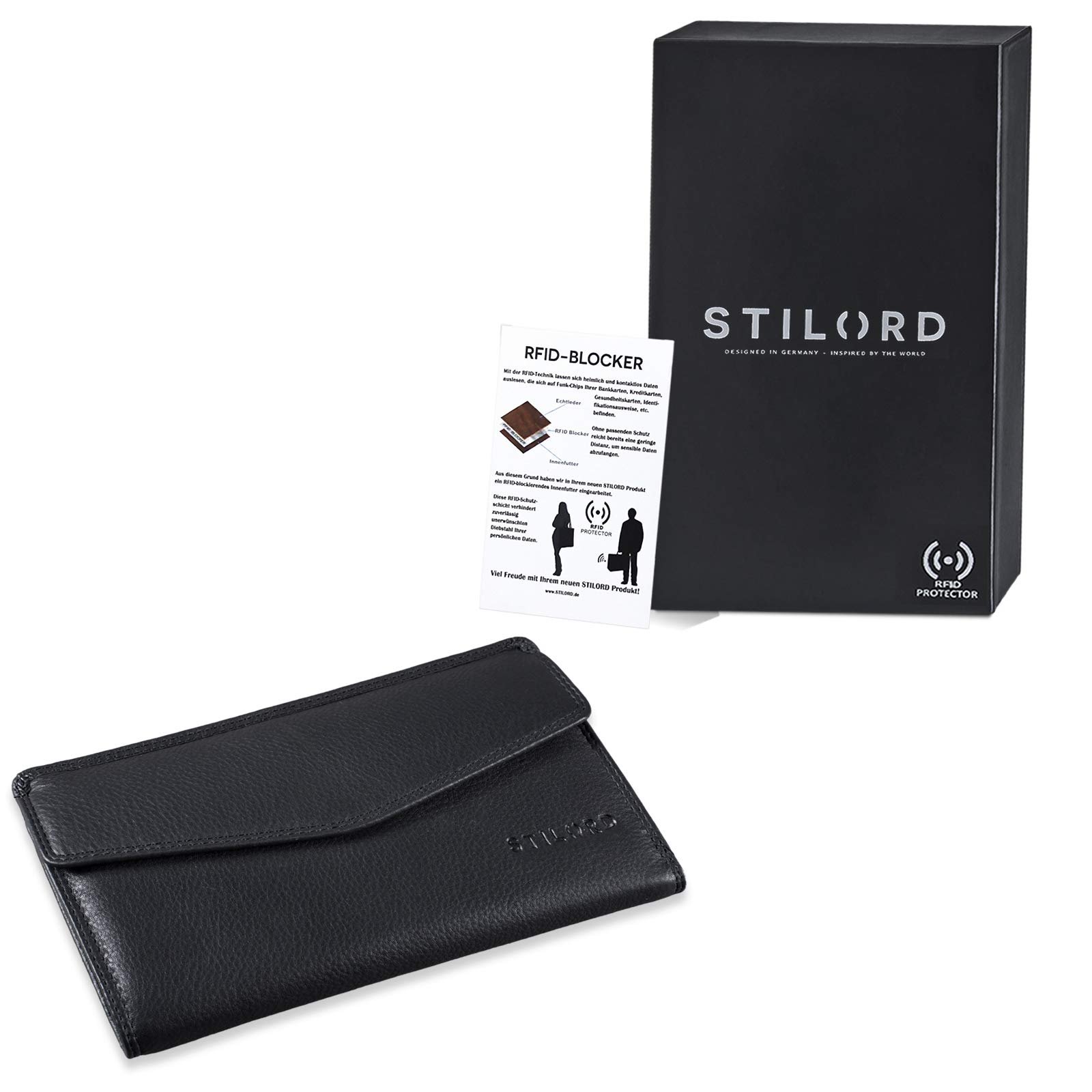 Кошелек STILORD Gloria кожаный, женский, винтажный, с RFID-блокировкой, горизонтальный формат, черный, фото №2