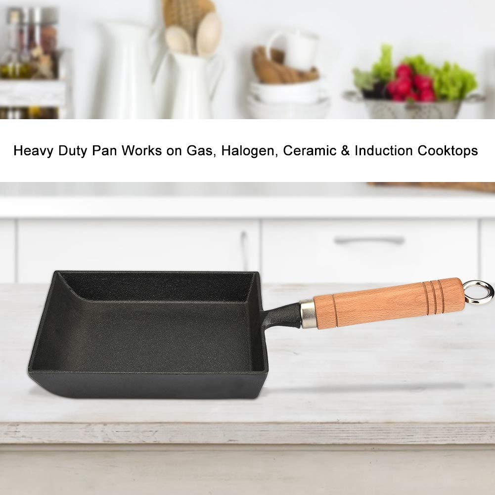 Омлетниця LANTRO JS Tamagoyaki Iron Non-Stick з дерев'яною ручкою міні, фото №5