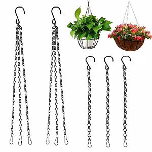 Ланцюги для підвісних корзин 5 шт. 40 см Металеві з гачками Чорні - Фото 1