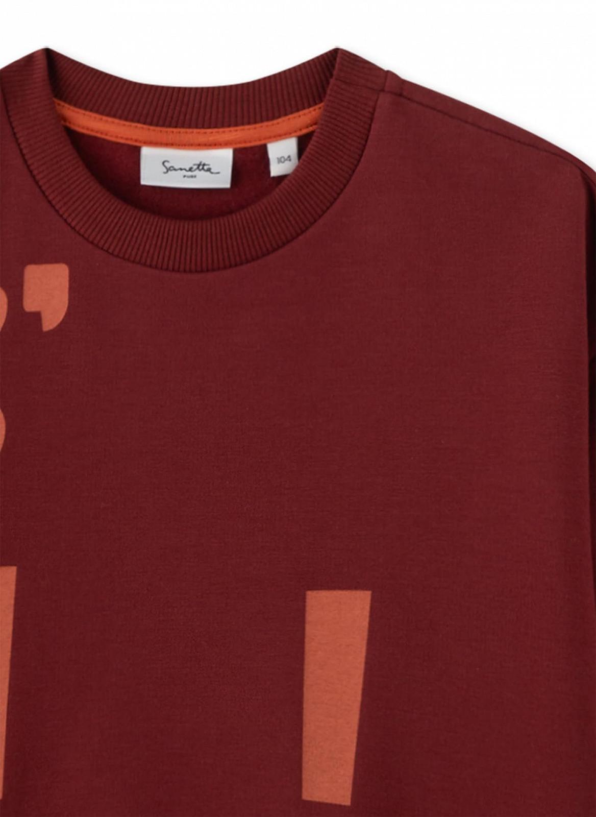 Світшот Sanetta для хлопчиків Червоний з написом з органічної бавовни, фото №3