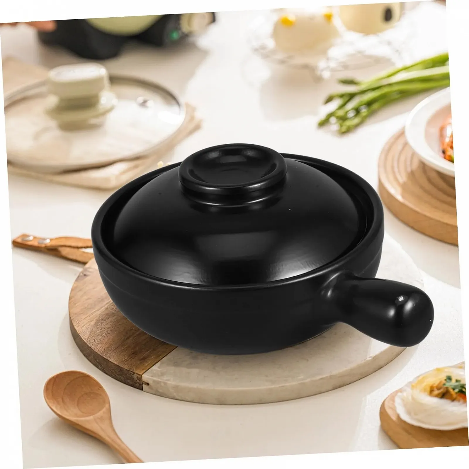 Горщик керамічний SOLUSTRE теракотовий з кришкою термостійкий 900 мл, фото №7