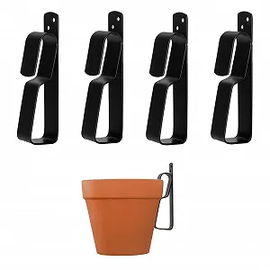 Залізний гачок для рослин кліпси для теракотових горщиків 10-23 см набір із 4 шт. чорний - Фото 1