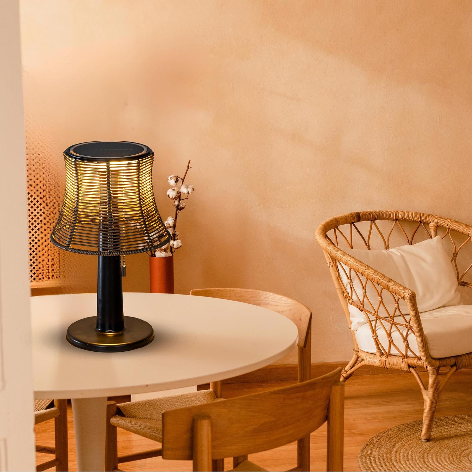 Настільна лампа LED Solar Rattan Look Wireless Portable 10 LED IP44 Black, фото №7