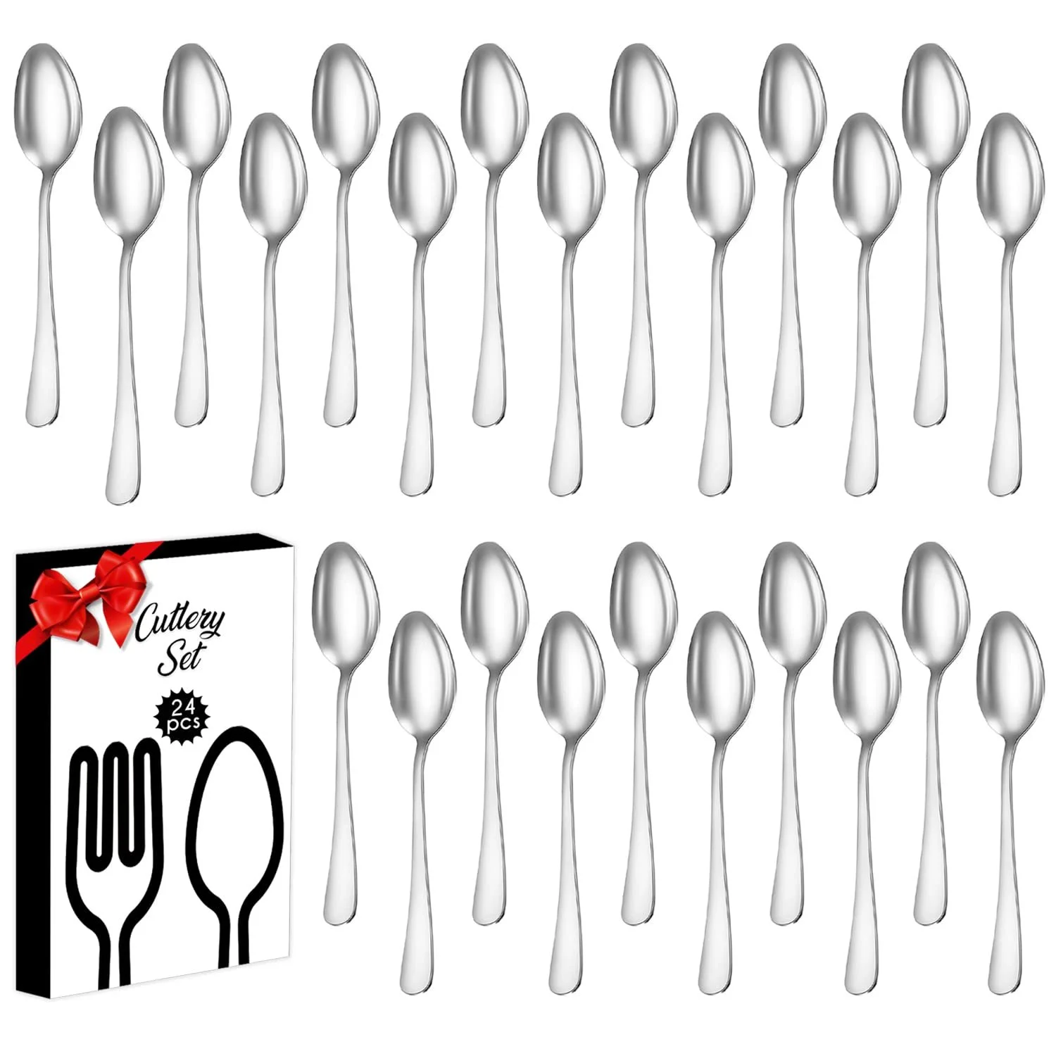 Ложки для супу з нержавіючої сталі Набір 24 шт. Дзеркально поліровані, фото №1