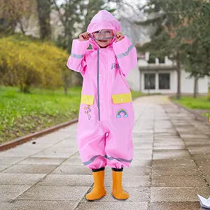 Детский дождевик Keyck, дождевая куртка для девочек, дождевой костюм для мальчиков, водонепроницаемый дождевик-пончо с капюшоном и карманом, детские дождевики, складной, дышащий, многоразовый, 1-8 лет synthetic.ua - Фото 1