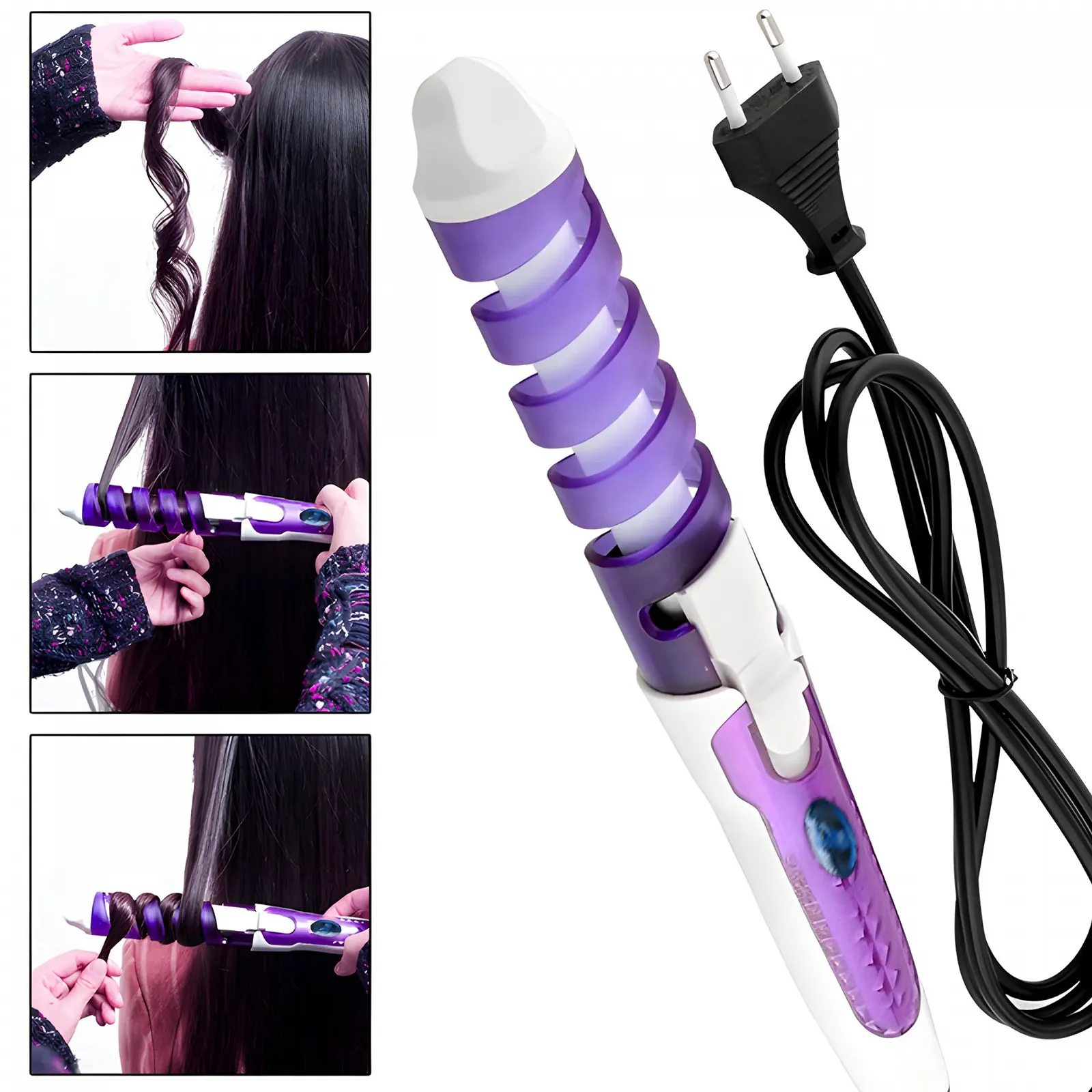 Плойка для волосся Retoo Ceramic Curler спіральна керамічна 210°C Фіолетова, фото №6 Плойка для волосся Retoo Ceramic Curler спіральна керамічна 210°C Фіолетова, фото №6