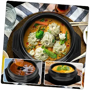 Горшок TIDTALEO Керамический с подставкой Круглый Термостойкий Антипригарный для бибимпапа и риса synthetic.ua - Фото 1