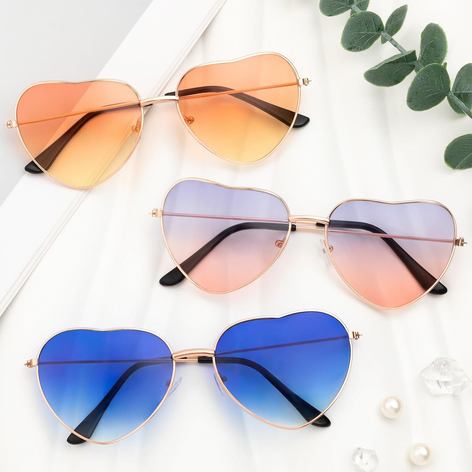 Сонцезахисні Окуляри Серце Kiiwah 3 Пари Ретро Рожевий, блакитний, фото №7