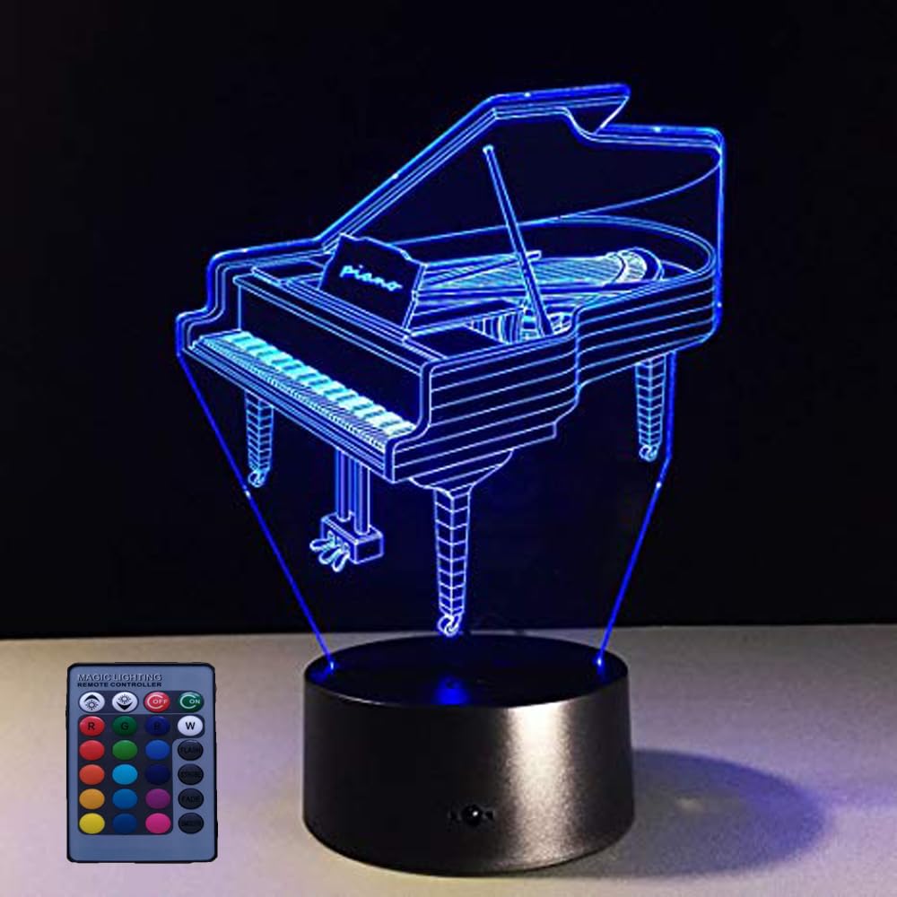 Лампа 3D Piano USB Powered 7 Colors Amazing Child Shapes Optical Illusion LED нічник для спальні, фото №1
