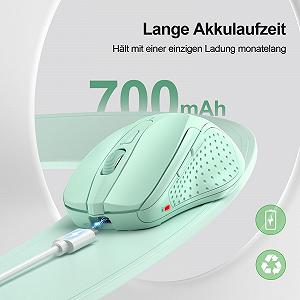 Миша TECKNET Bluetooth Бездротова Перезаряджувана 4800 DPI Ергономічна Тиха Зелена synthetic.ua - Фото 1