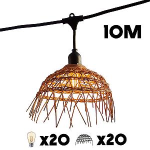 Гирлянда Lumisky 10 м 20 LED Filament E27 Теплый белый Hawaii Light Абажур полиротанг Boho synthetic.ua - Фото 1