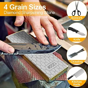 Набір алмазних точильних каменів 4 шт. 400/600/1000/1200 грит стільникова поверхня з нековзною основою synthetic.ua - Фото 1