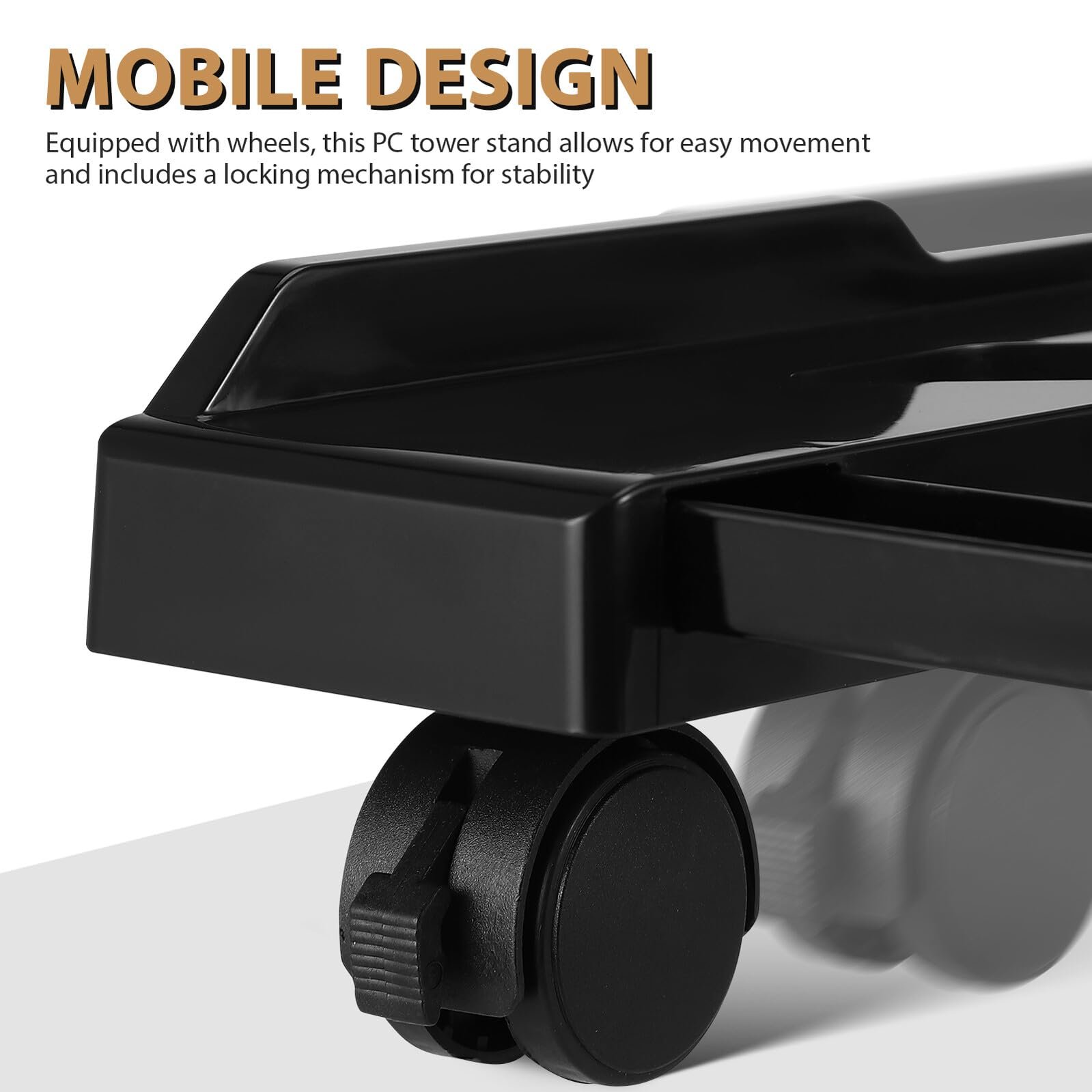 Підставка для ПК Регульована SHOWERORO з регульованою по висоті основою ABS для комп'ютерних корпусів, мобільний тримач ЦП під стіл для офісу та дому, фото №9