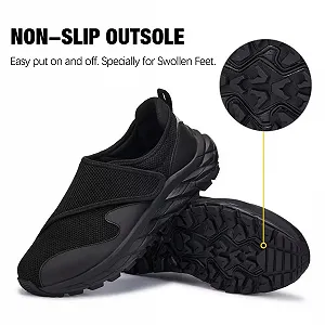 Мужские Широкие Диабетические Кроссовки с Регулируемой Застежкой для Отекших Ног Нескользящая Воздушная Подушка на Подошве synthetic.ua - Фото 1