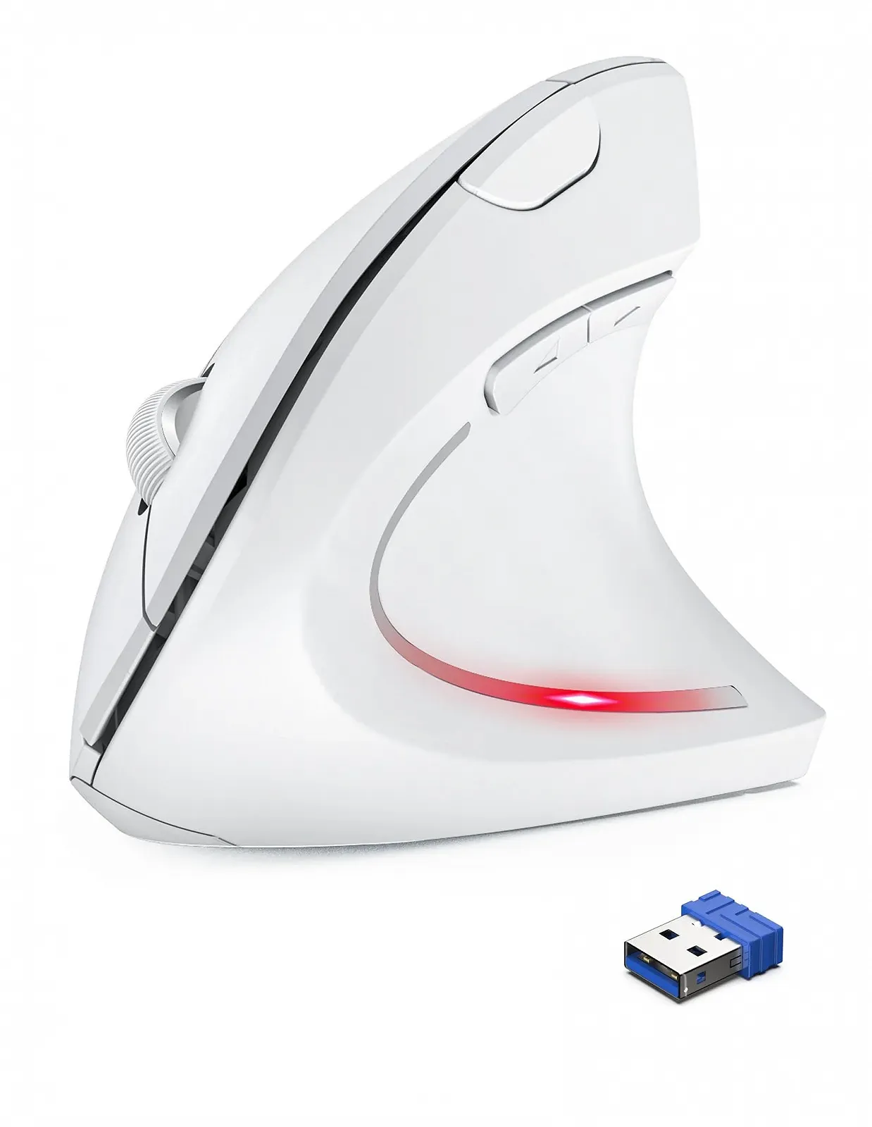 Мышь TechRise Беспроводная вертикальная 4800 DPI оптическая Тихая 6 кнопок Белый, фото №1