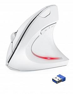 Мышь TechRise Беспроводная вертикальная 4800 DPI оптическая Тихая 6 кнопок Белый - Фото 1